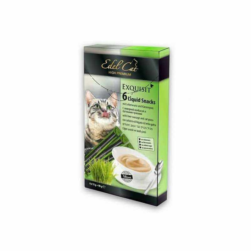 Edel Cat Liquid Snacks Foie et Herbe a Chat 6x15 g