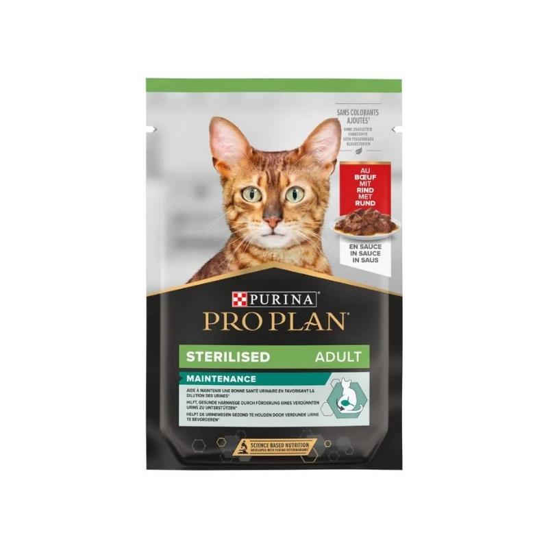 Purina Pro Plan – Pochon Sterilised au Bœuf pour Chat Adulte Stérilisé – 85 g