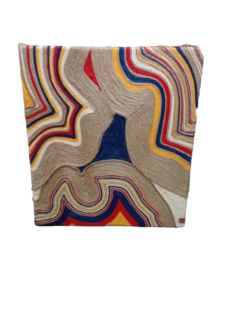 Handmade picture using natural and colored jute twine